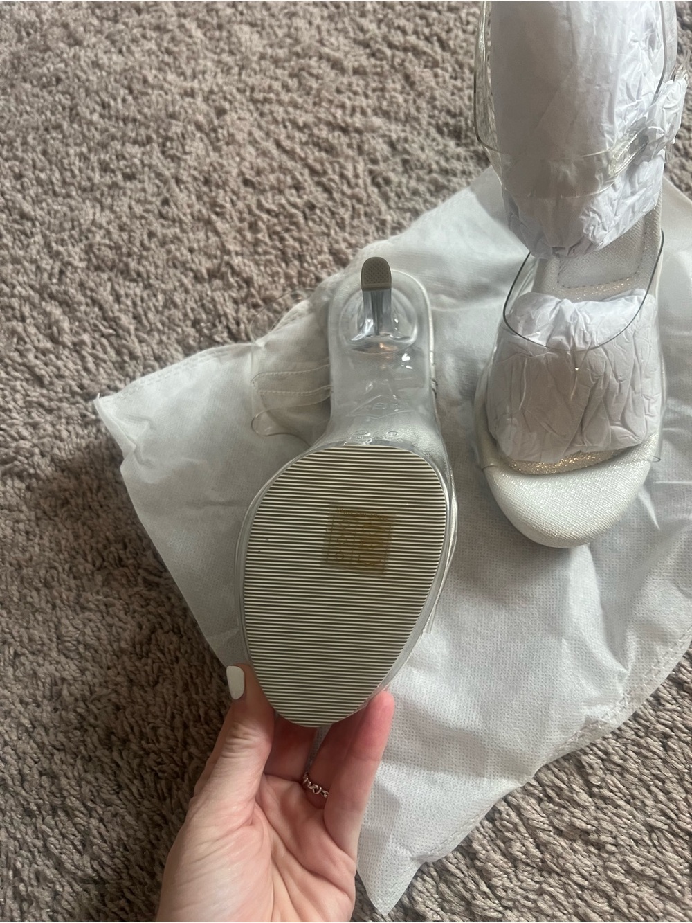 White Clear Strap Platform Sandals - Fitness Competition - Picture 5 of 6